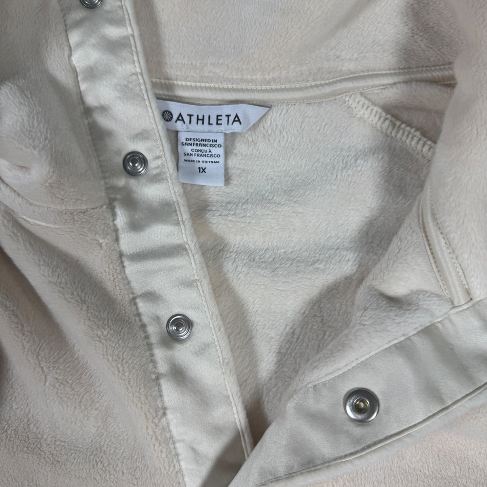 Athleta Recover Cozy Snap Front Sweatshirt Women 1X Chantilly Cream Pullover NEW - Picture 6 of 8